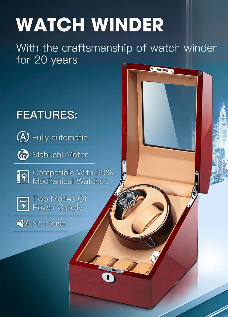 Automatic 2+3 Slot Watch Winder Custom High Quality Watches Storage Box Solid Wood Japanese Mabuchi Mute Modern Watch Boxes