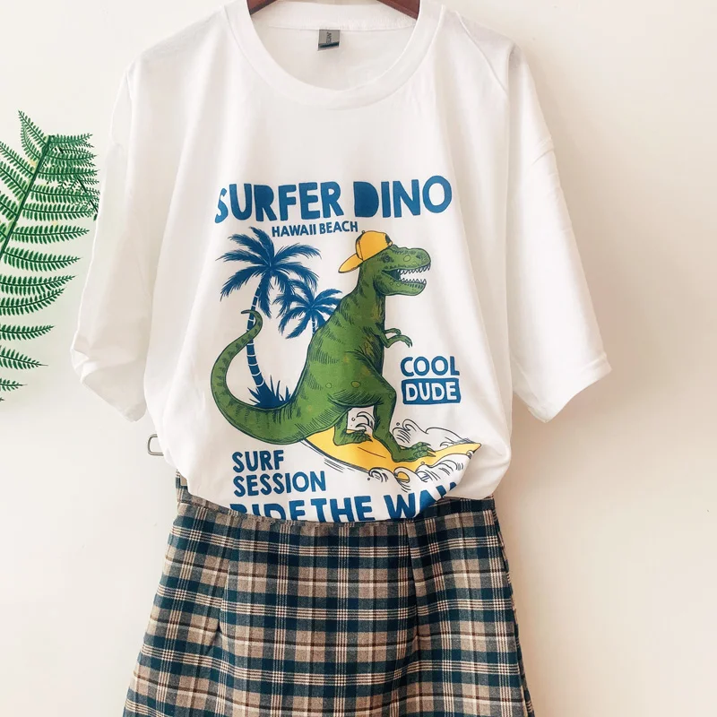 Super Dino Tops Tees Cartoon Dinosaur Print T Shirt For Women Cute Birthday Gift Number Clothes Baby Dino Cartoon T-shirt