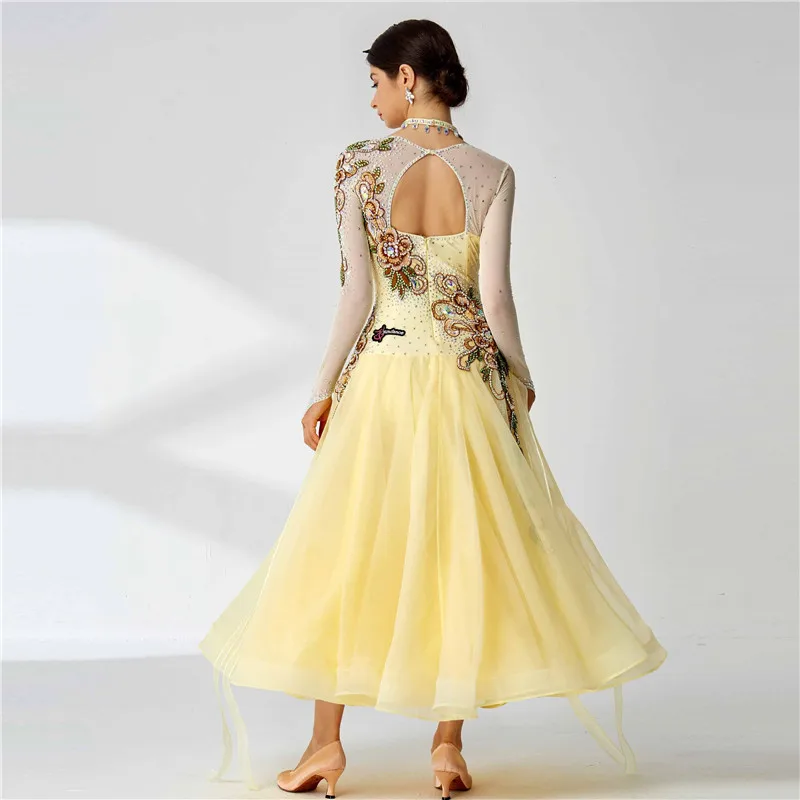 B-19597 Custom high quality national standard modern dance dress costume competition ballroom dance dress for girls