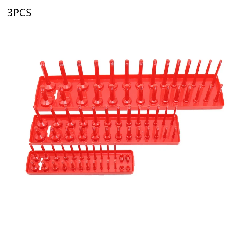 3/6PCS Set 1/4'' 3/8'' 1/2'' Socket Organizer Sleeve Holder Garage Storage Tool Metric SAE Plastic Home Tool Rack Tray Organizer