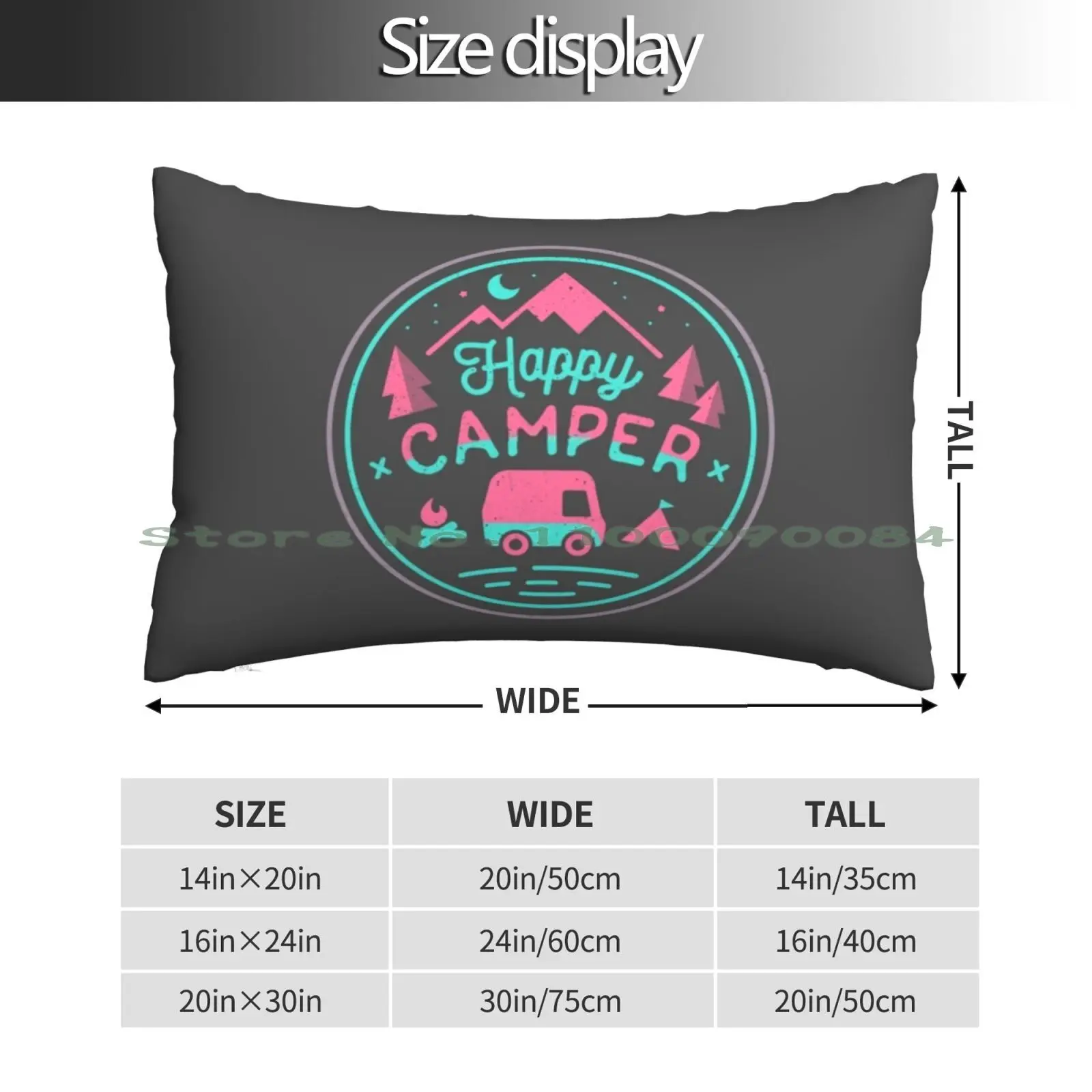 Happy Soft-Top Pillow Case 20x30 50*75 Sofa Bedroom Happy Amanda Flagg Camping Outdoors Nature Wilderness Campsite Animal