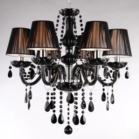 Classic Black Chandelier Light Modern Crystal Chandelier E14 Candle Holder Novelty Wedding Decorative Lighting Fixtures
