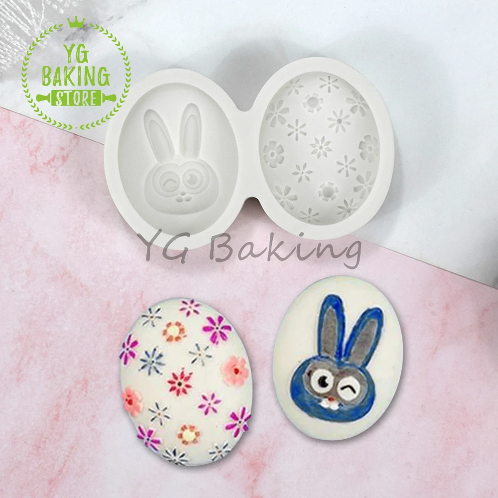 Dorica 2 Styles Easter Egg & Bunny Silicone Mold Diy Chocolate Rabbit Cake Mould Fondant Cake Decorating Tools Kitchen Bakeware