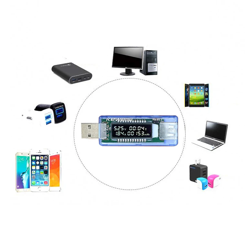 4 in1 Tester USB tensione corrente caricabatterie capacità Tester visualizzazione del tempo misuratore di corrente voltmetro rilevatore amperometro