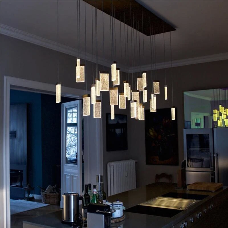 New LED crystal chandelier living room lamp villa restaurant stairs luxury decoration island lighting