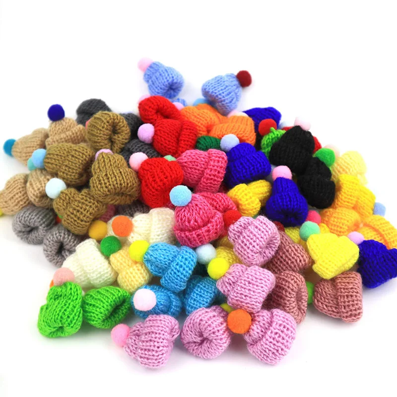 20 pz carino maglieria Mini pompon cappelli fai da te artigianato fornitore copricapo indumento bambola giocattoli decorazione bambini Scrapbooking