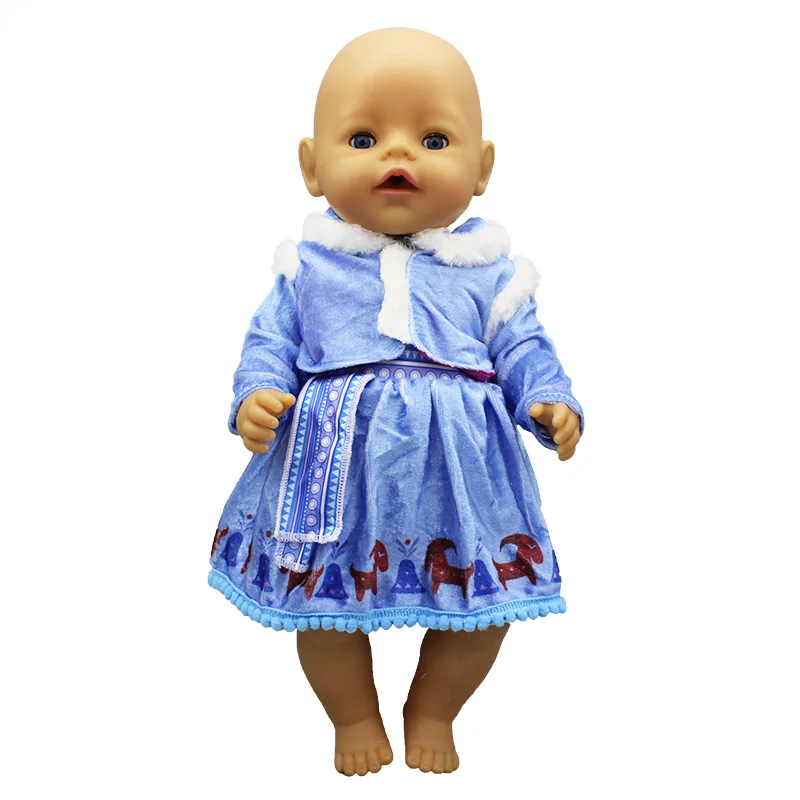 

Blue Warm Dress Doll Clothes Fit 17 inch 43cm Doll Clothes Born Baby Suit For Baby Birthday Festival Gift