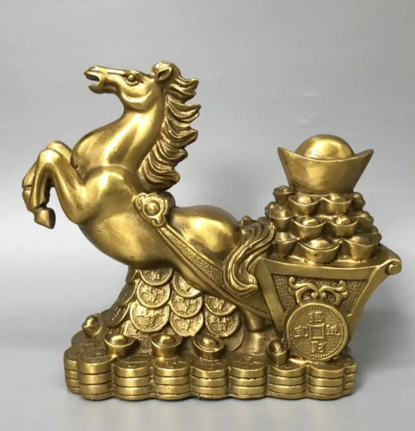 

China brass seiko horse Pull Ingots crafts statue