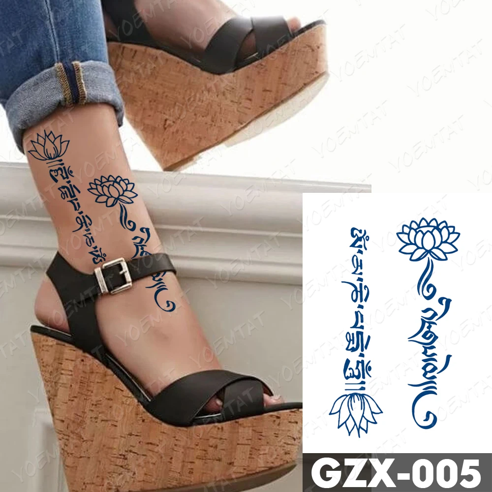 Juice Ink Lasting Waterproof Temporary Tattoo Sticker Lotus Yoga Sanskrit Tattoos Wing Arrow Totem Body Art Arm Fake Tatoo Women