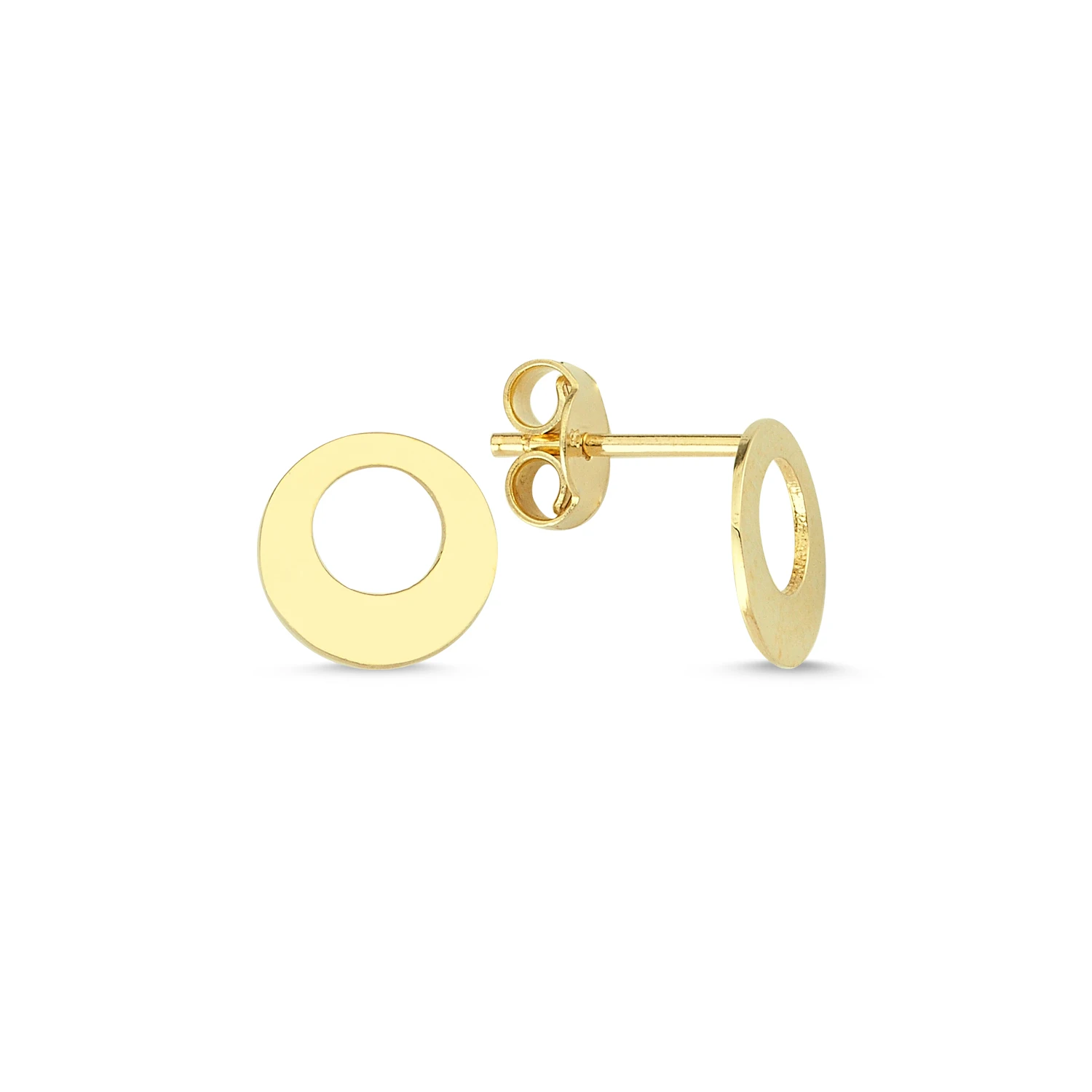 

14K Real Gold Plain Mini Circle Stud Earrings