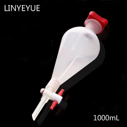 1000mL Pear-shaped Plastic Separatory funnel with PTFE Stopper PP Separating Funnel Laboratory Supplies