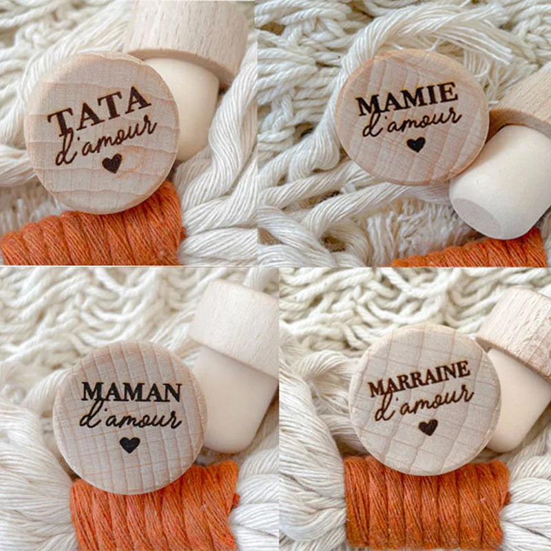 Customized Party Wood Wine Stopper Wedding Favor Personalized Bottle Cap Grandpa Of Love Design Name Gift For Guest