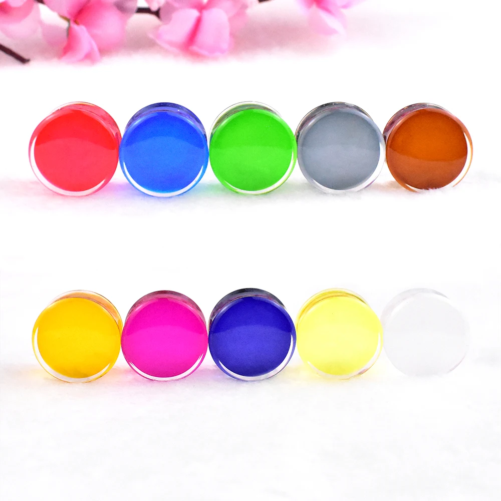 6-30mm 2Pcs Colourful Acrylic Ear Tunnels Gauge Ear Expander Plugs Stretcher Earring Piercing Gauges for Ears