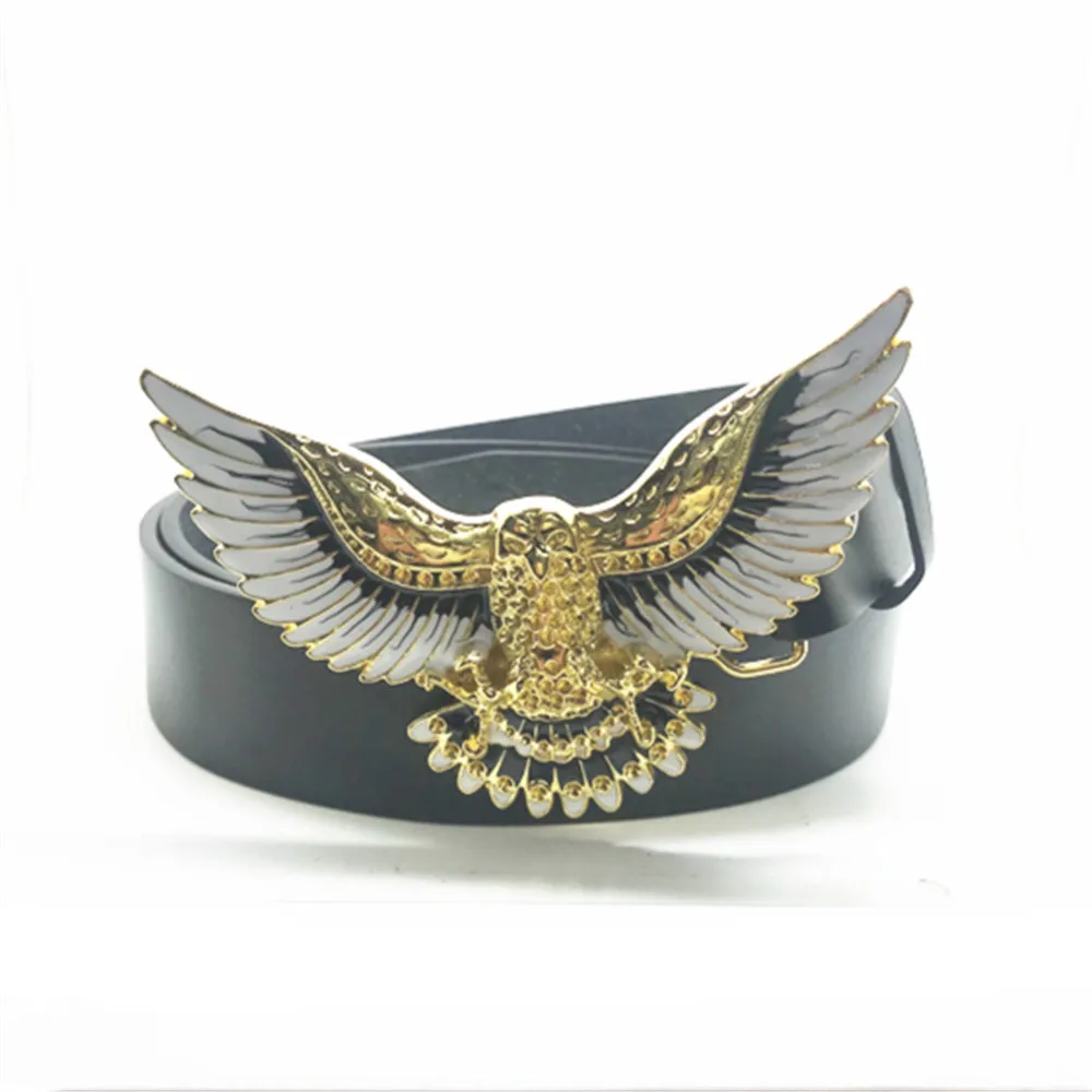 

Western cowboy personality casual domineering golden eagle belt buckle zinc alloy PU leather belt casual men and women accessori