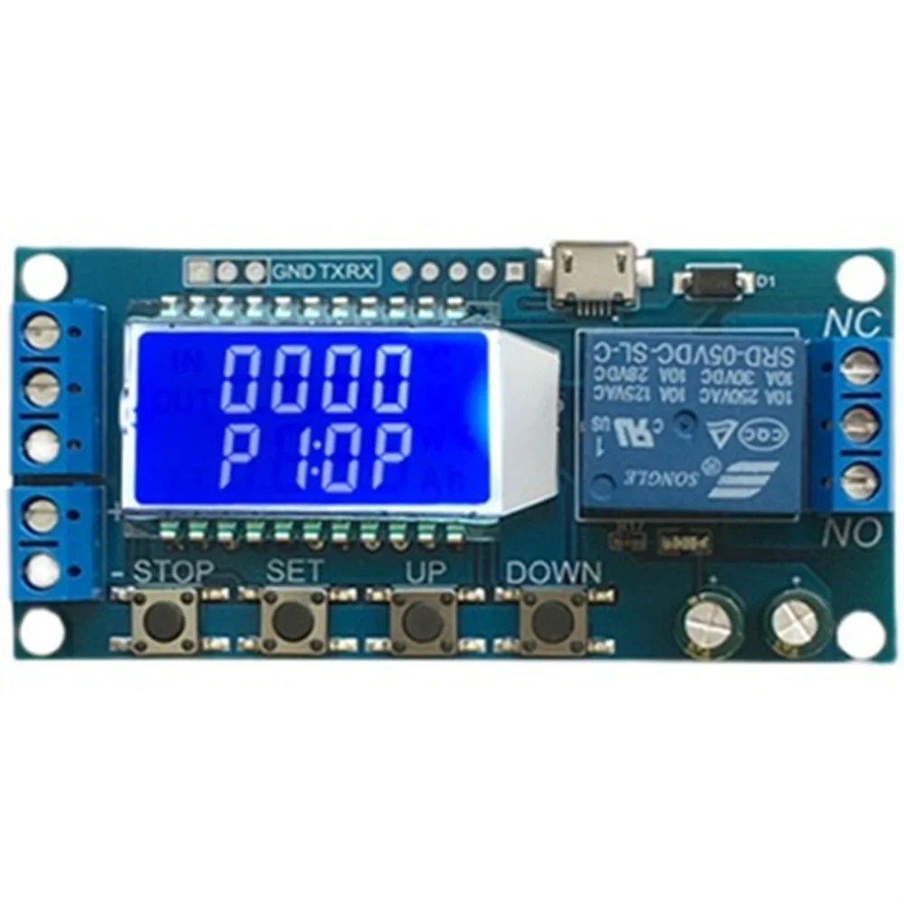 DC 5-30V Digital Time Delay Relay Dual LED Display Timer Control Switch Adjustable Timing Relay Time Delay Switch with Micro USB