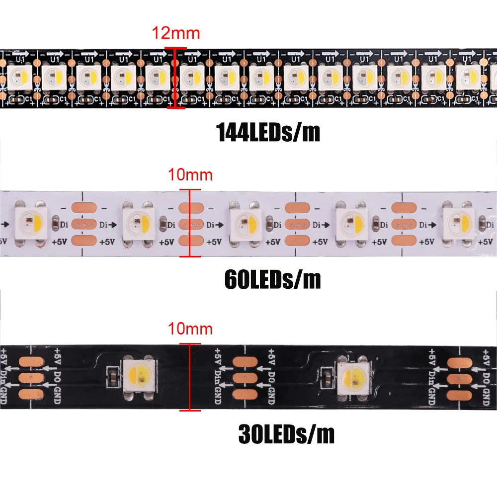 5V Addressable SK6812 RGBW LED Strip 30/60/96/144 LEDs/M Individually LED Pixel Strip Waterproof RGBWW RGBNW WWA Similar WS2812B