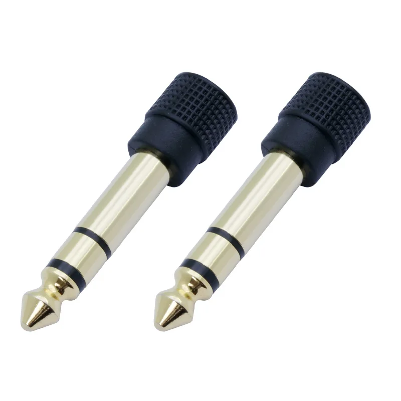 1pc Microphone Speaker Plug Audio 6.35mm Male Plug to jack 3.5mm 3Poles Gold Plated Female Socket Speaker Adapter