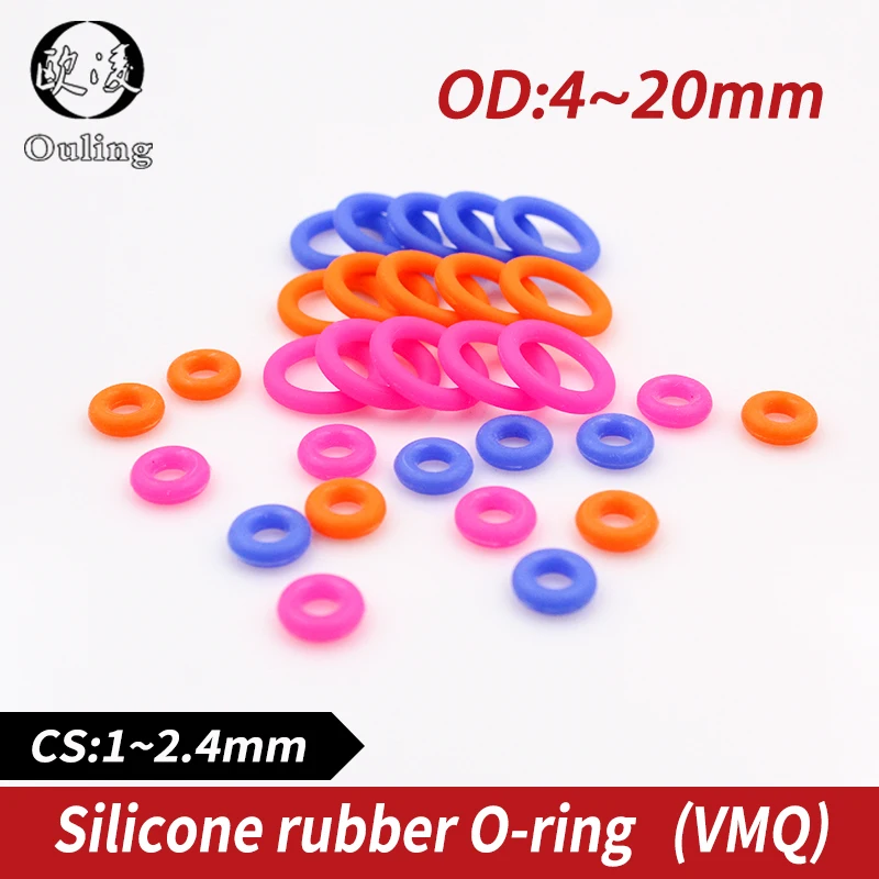 10PCS / batch multicolor silicone rubber O-ring silicone / VMQ thickness CS1/1.5/1.9/2.4mm rubber gasket O-ring