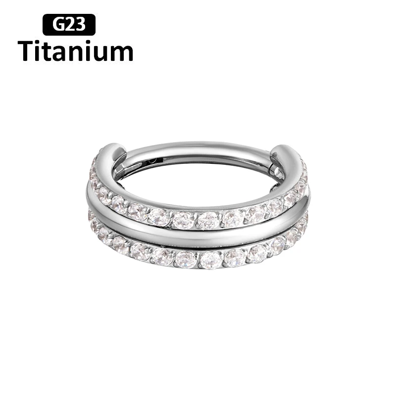 G23 Titanium Segment Rings Grade Micro Setting CZ Stones in Hinged Segment Clicker Rings Open Small Septum Piercing Nose Earring