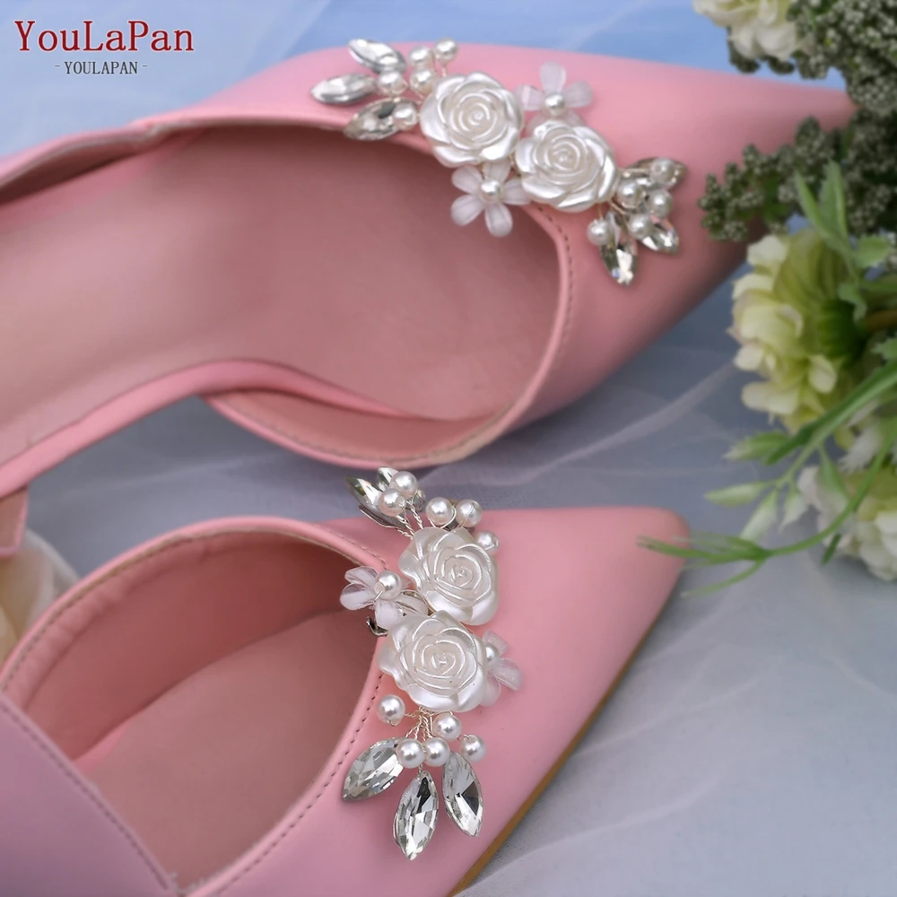 Youlapan X25 Elegante Strass Parel Schoenen Clips Bloem Patroon Hakken Schoen Accessoires Vrouwen Bruids Schoen Accessoires 2021