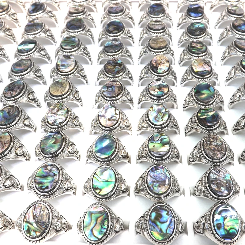 

Abalone Shell Rings Oval Shape Natural Sea Shell Ring For Women 50pcs/lot