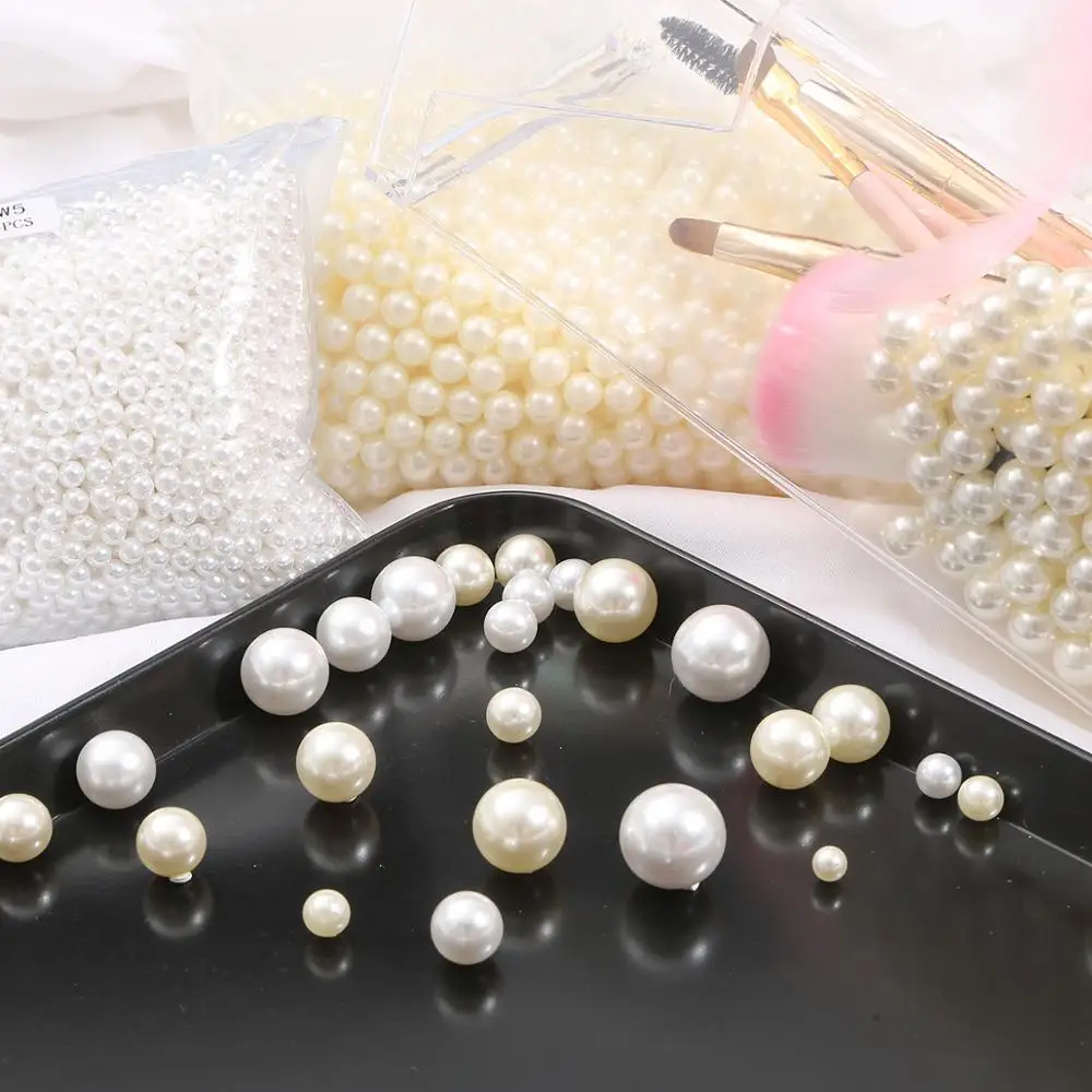 2/3/4/5/6/8/10/12/14/16/18mm 20-500pcs High Quality No-Hole ABS Imitation Pearl Round Plastic Bead For DIY Clothing Sewing Decor