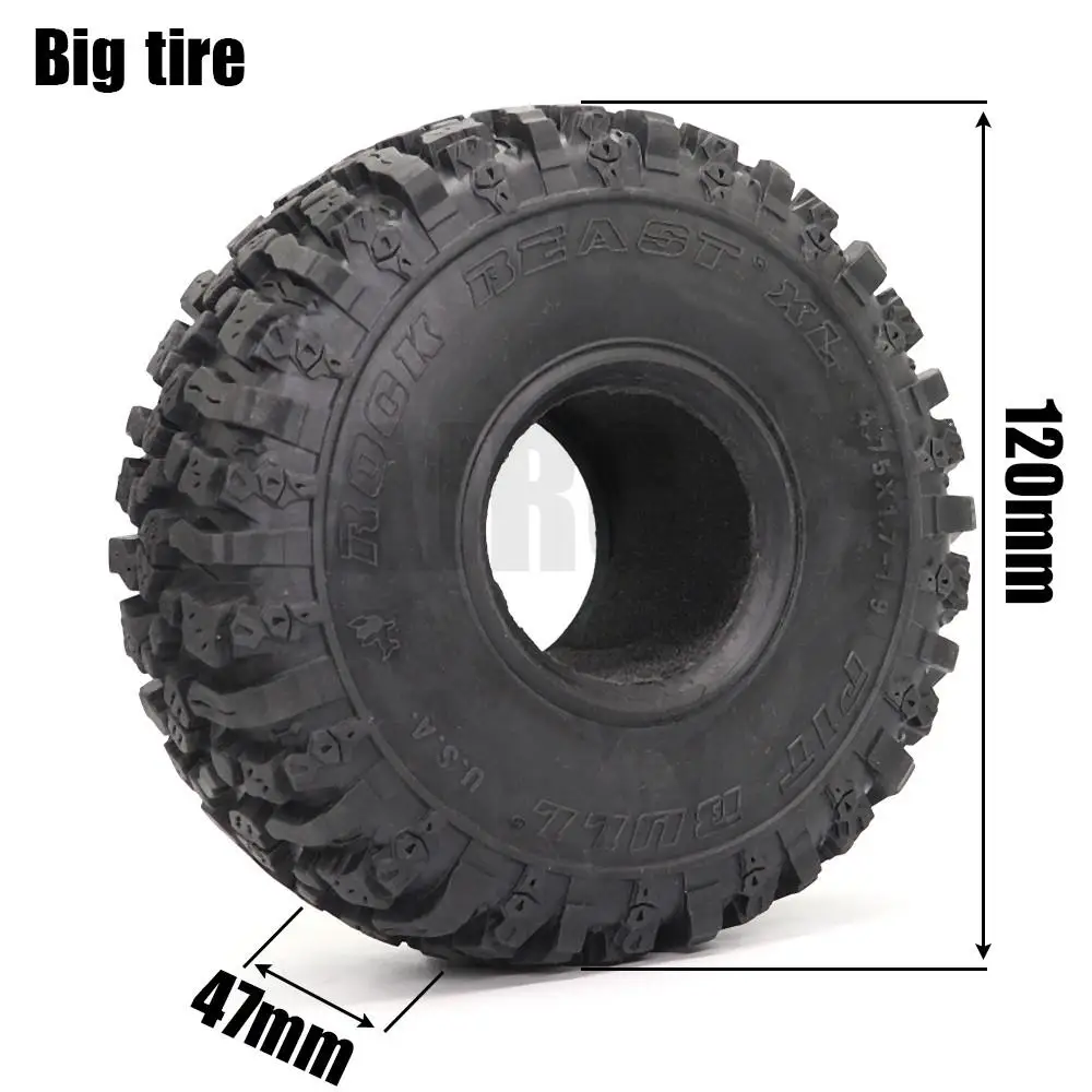 1/4pcs 120mm Rubber Mud Grappler Tires For 1:10 Rc Crawler Axial Scx10 Scx10 Ii 90046 90047 Trx-4 Defender Trx6 Yikong