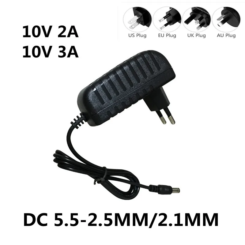 1 sztuk 100-240V AC do DC 10 V 0.5A 1A 2A 3A zasilacz przejściówka do ładowarki 10 V konwerter ue usa UK AUPlug 5.5mm x 2.5mm