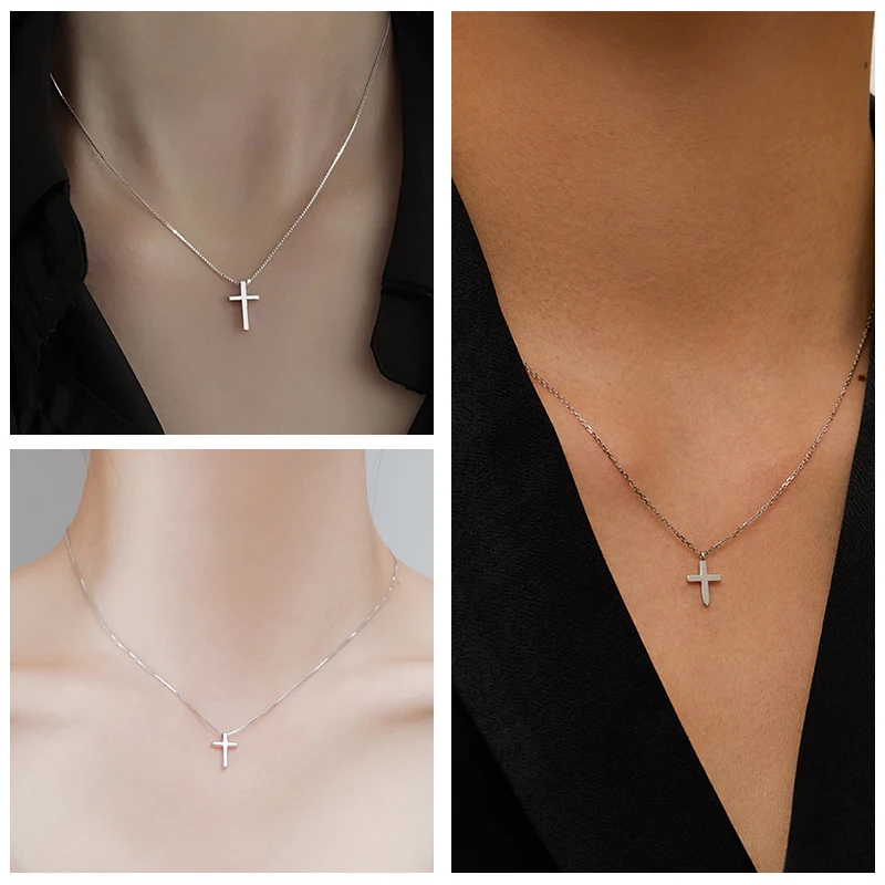 Vnox Simple Stainless Steel Cross Pendant Necklaces for Women, Prayer Religious Choker Collar Christian Gift Jewelry