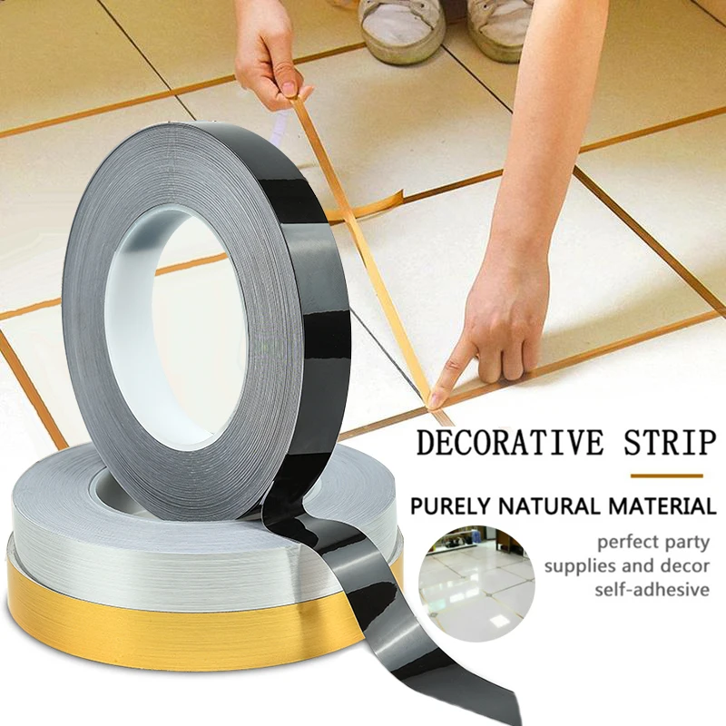 50m 1 Roll DIY Ceramic Tile Crevice Sticker Self Adhesive Waterproof Wall Tile Floor Seam Sticker Gap Sealing Foil Tape Decor