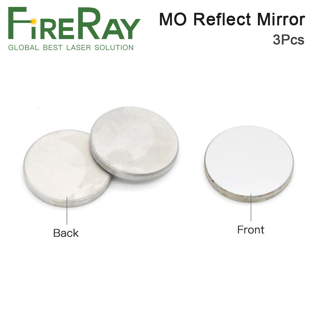 FireRay 3Pcs Mo Reflective Mirror Dia. 20 25 30 38.1mm THK 3mm for CO2 Laser Engraving Cutting Machine