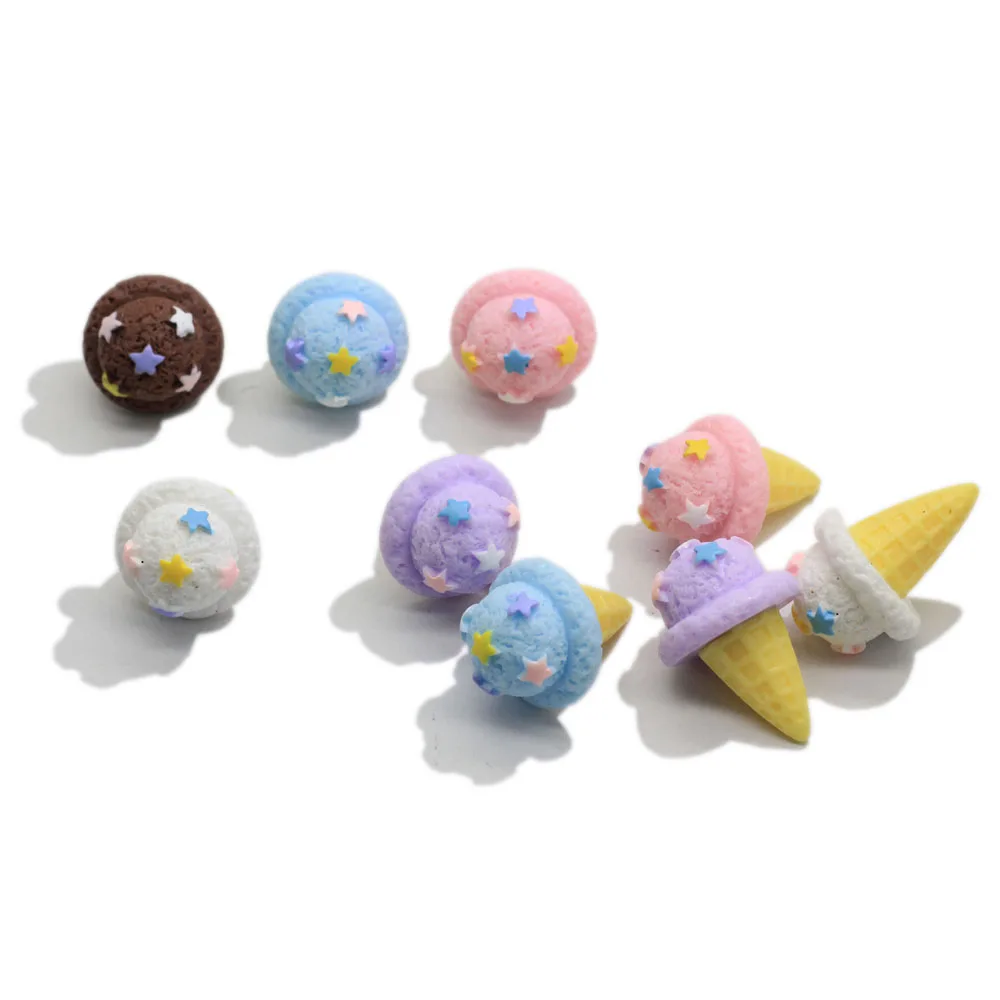 Popular 3D Kawaii Cute Food Resin Cabochons Sweet Ice Cream Cone Embelishment Craft For Jewelry Making Supplier