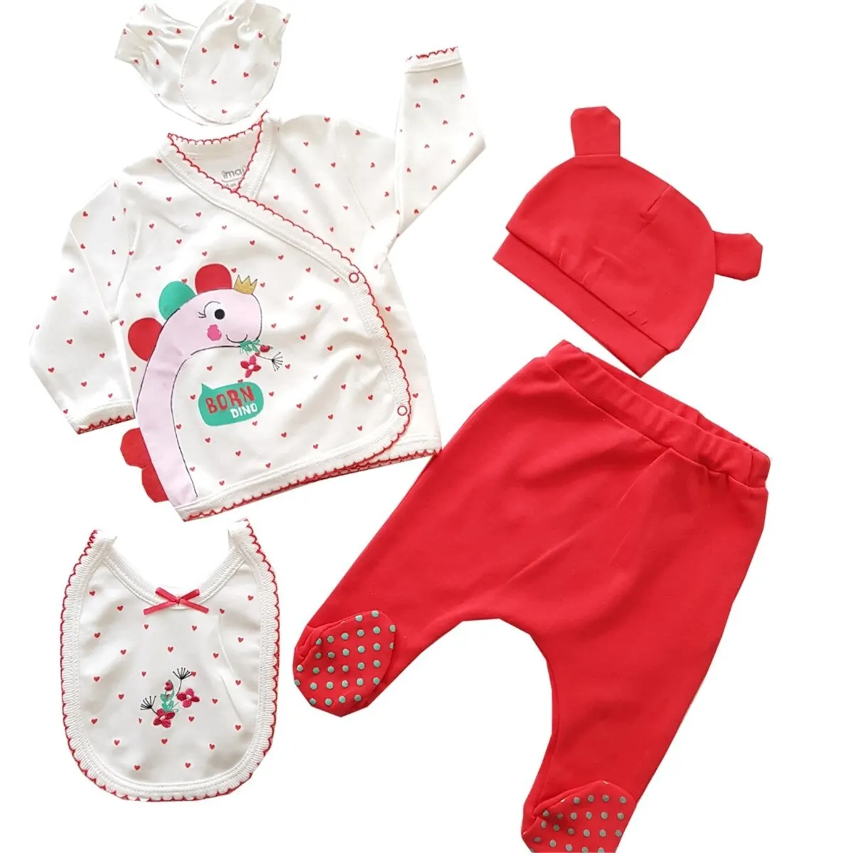 

Baby Girl Boy Babies Newborn Clothing 5-pcs Hospital Outlet Custom Fabric Antibacterial Babies Healthy Safe Outfit Sets Dresses