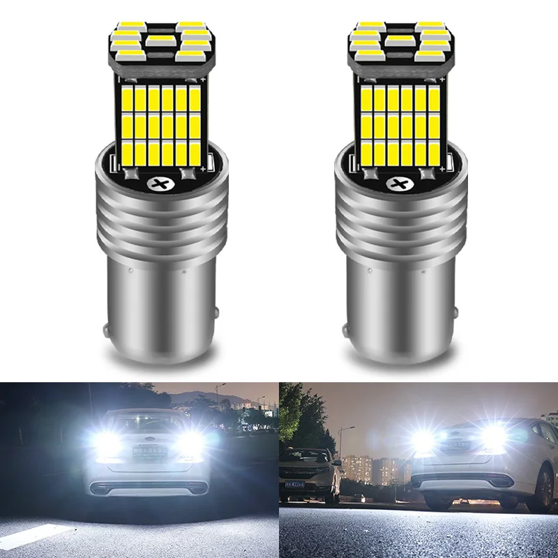 2pcs BA15S P21W 1156 Car LED Reverse Light Bulb 45pcs 4014SMD For VW Passat B5 B6 Golf Canbus Auto Lamp Error Free DC 12V 6000K