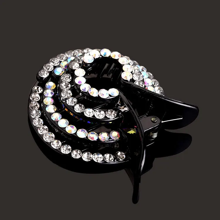 New Fashion Rhinestone Toothed Non-slip Hairpin Flower Plastic  Buckle Horsetail Clip for Women Girls Hair Accessories Headwear