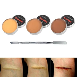 Scar Wax Kit Fake Molding Wound Skin Wax Special Effects Body Paint Halloween Set Fake Nose Stage SFX Makeup with Spatula