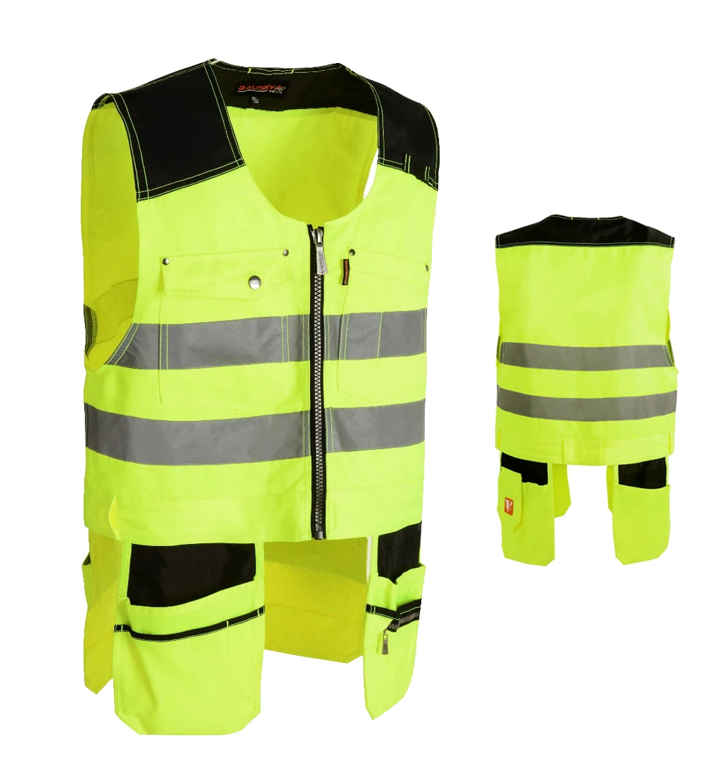 

Tradesman Safety Workwear Waistcoat With Utility Pockets and Reflective Stripes Kangaroo Vest For Men