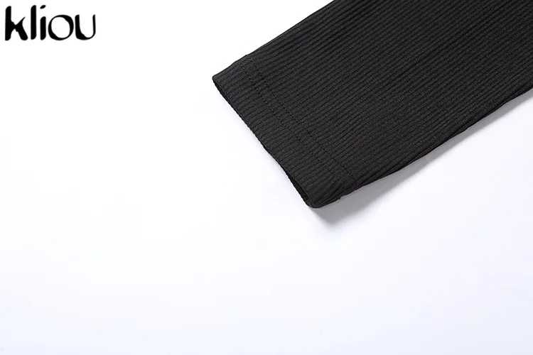 Kliou Solide Strick Body Frauen Mode Rollkragen Eine Schulter Langarm Street Style Overalls Dünne Weibliche Streetwear – Detail 9