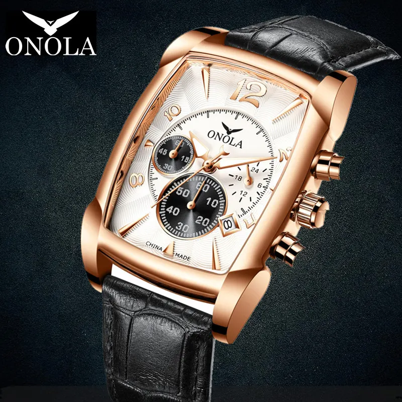 Mens watch ONOLA 2021 New fashion business Stainless Steel quartz watches men luxury Top Brand Leather watch for men