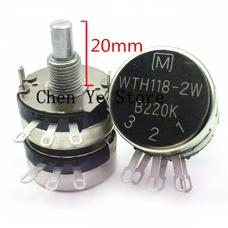 

5pcs M brand WTH118 1K 2.2K 4.7K 10K 22K 47K 100K 220K 470K 1M double connection turn carbon film potentiometer Rotary Switches