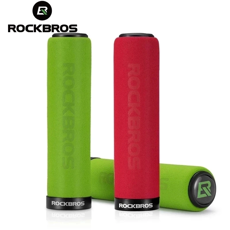 ROCKBROS Bicycle Grips MTB Silicone Sponge Handlebar Grips Anti-skid Shock-absorbing Soft Bike Grips Ultraight Cycling Handlebar