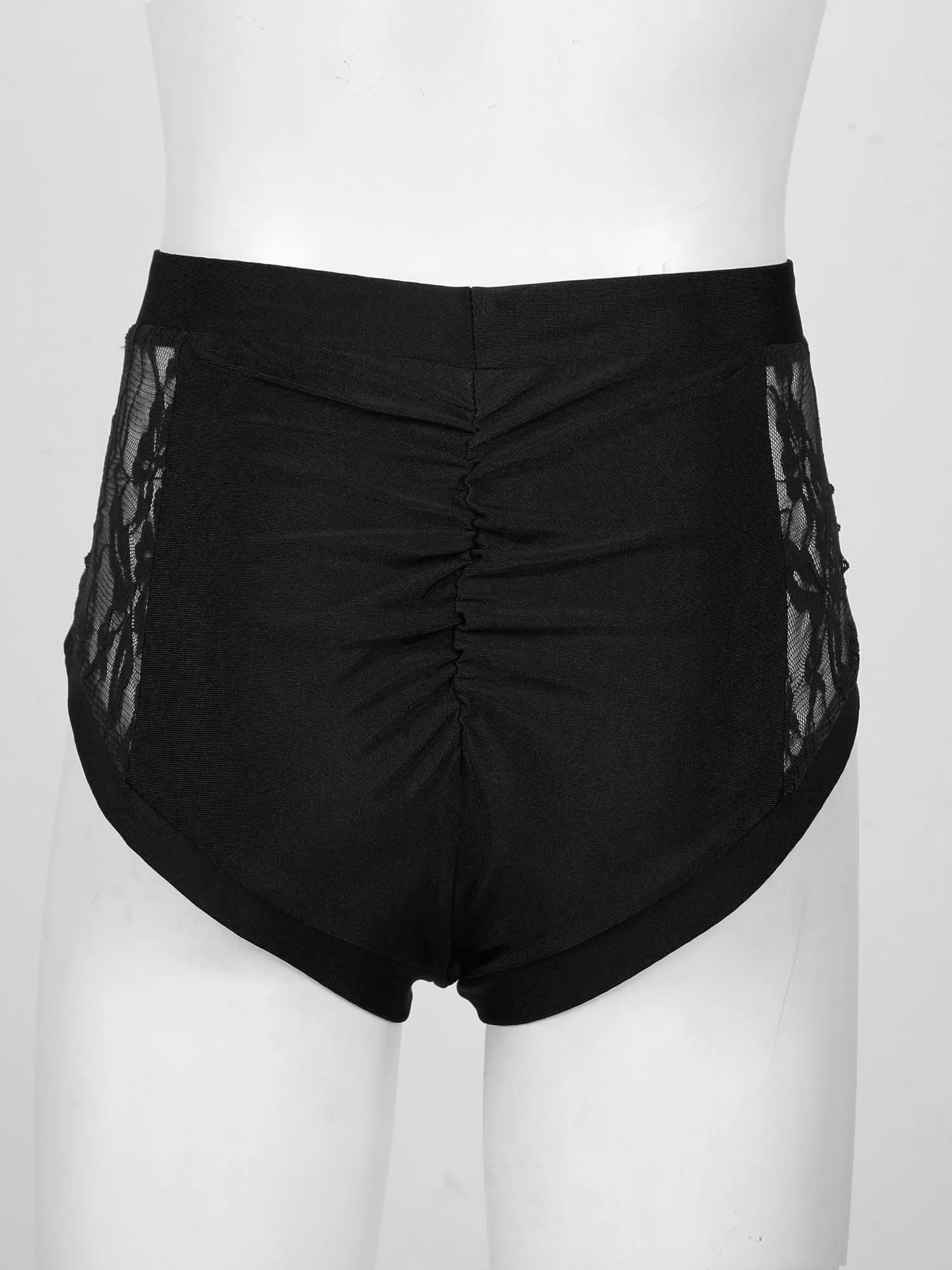 Women\'s Sexy Lace Mini Shorts 2021 Solid Black High Waist Ballet Dance Bottoms Fashion Patchwork Summer Ballerina Booty Shorts