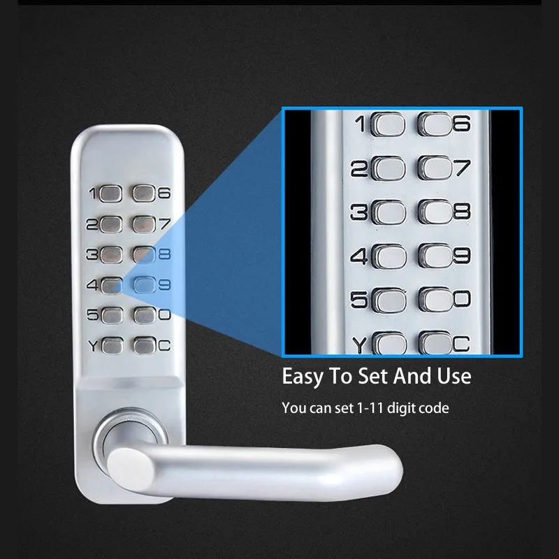 New Zinc Alloy Keyless Mechanical Door Lock Combination Digital Code Deadbolt Lock With Handle Non-Power Lock Access Control