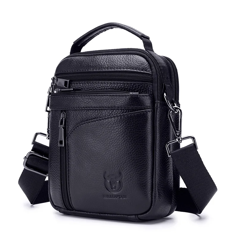 BULLCAPTAIN nowa torba męska prawdziwej skóry mężczyzna marki torba na ramię typu crossbody małe torby biznesowe męskie torby listonoszki skórzane — zdjęcie 2