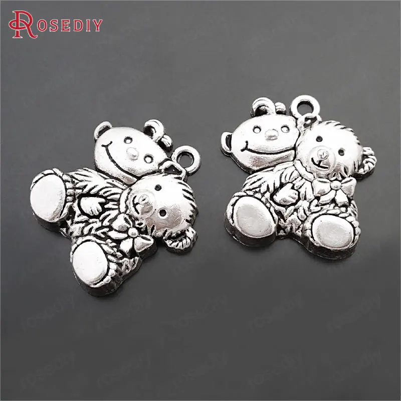 (C122)20 pieces 26x25mm Antique Silver Zinc Alloy Boy and Bear Charms Pendants Diy Jewelry Findings Accessories Wholesale