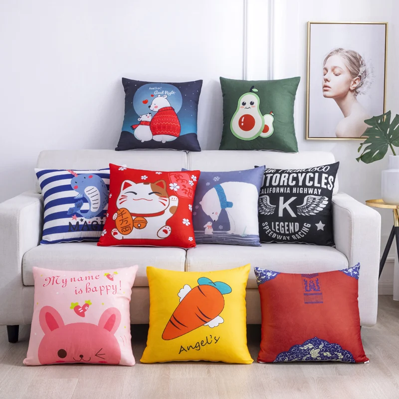 

Cartoon Geometry Velvet Throw Pillows 45*45 Waist Cushion Cover Sofa Home Bedroom Decorative New Year Kussenhoes Decoration