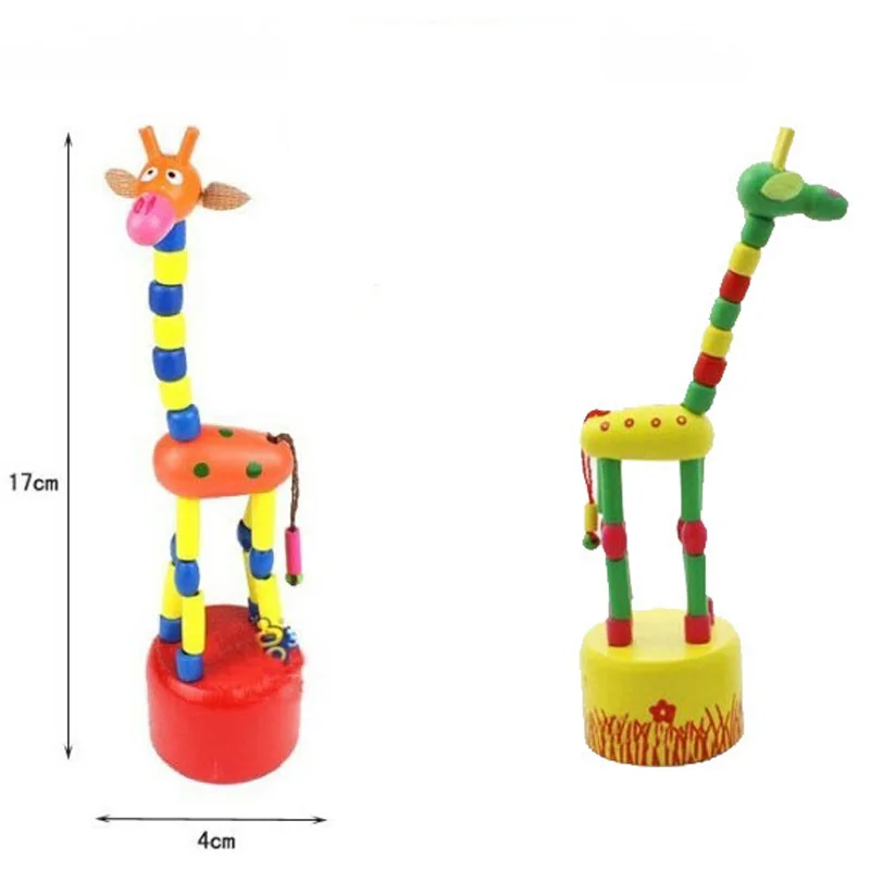 New Baby Developmental Dancing Standing Rocking Giraffe cute spring Wooden Toys Baby Rattle toys