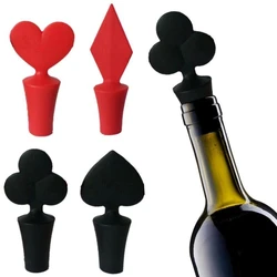 Poker Shape Silicone Wine Stopper Red Wine Bottle Cap Stopper Fresh Wine Keeper Champagne Cork Stopper Kitchen Bar Kitchen Tools