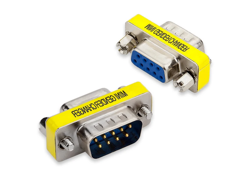 Mini adaptador cambiador de género DB9 de 9 pines, conector macho/hembra a hembra/macho a hembra, conector Com de enchufe en serie RS232
