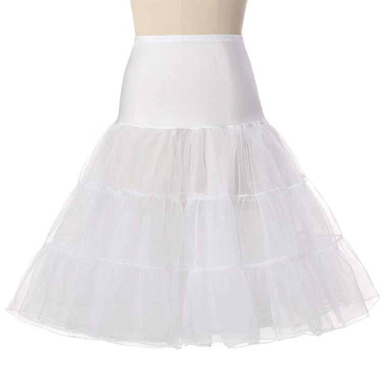 Kids Girls White Crinoline Petticoat with 3 Hoops Underskirt Slip for Flower Girl Wedding Dress